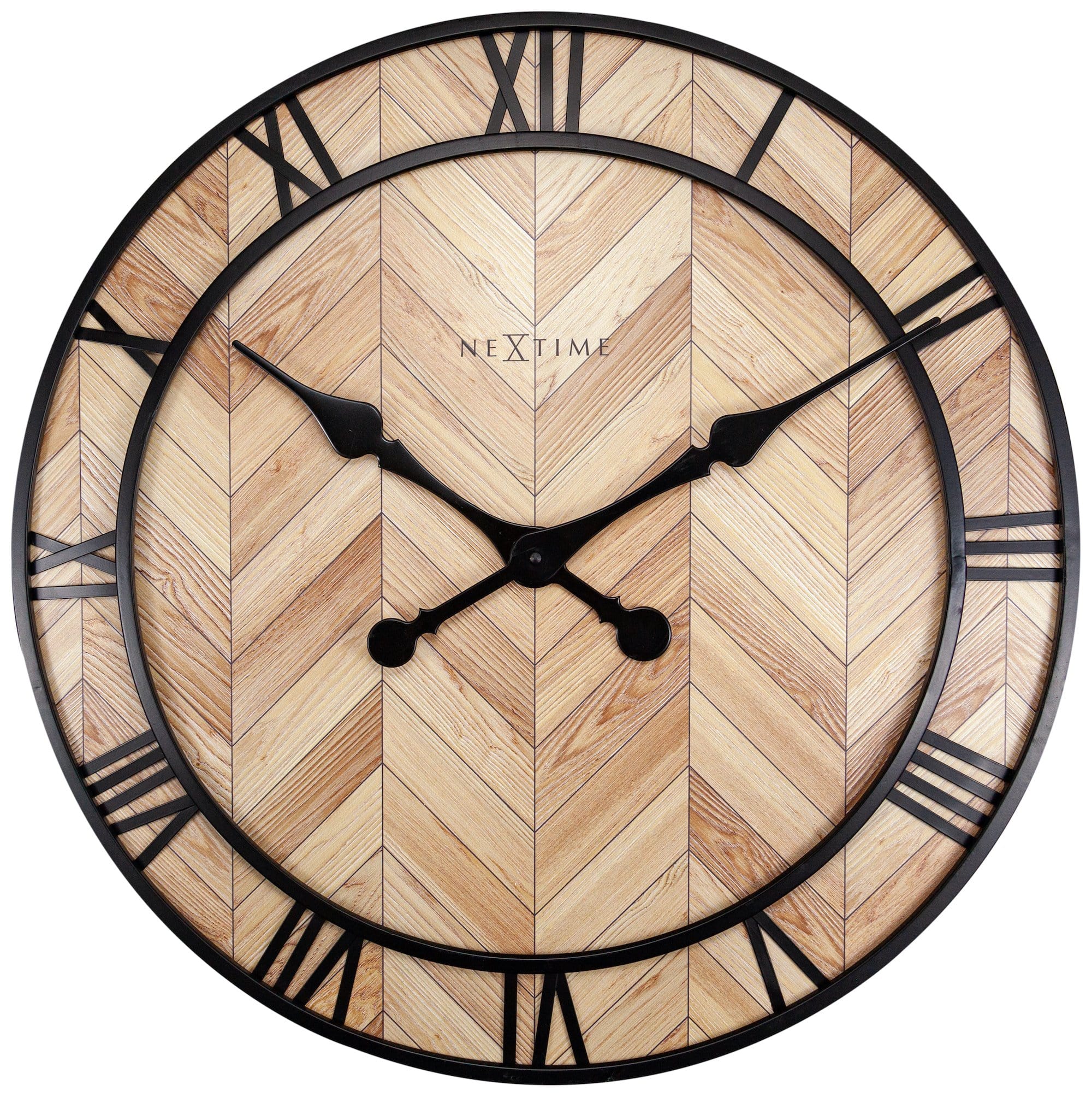 NeXtime Clocks Roman Vintage wall clock, 58cm with wood and metal design, featuring Roman numerals and vintage style.